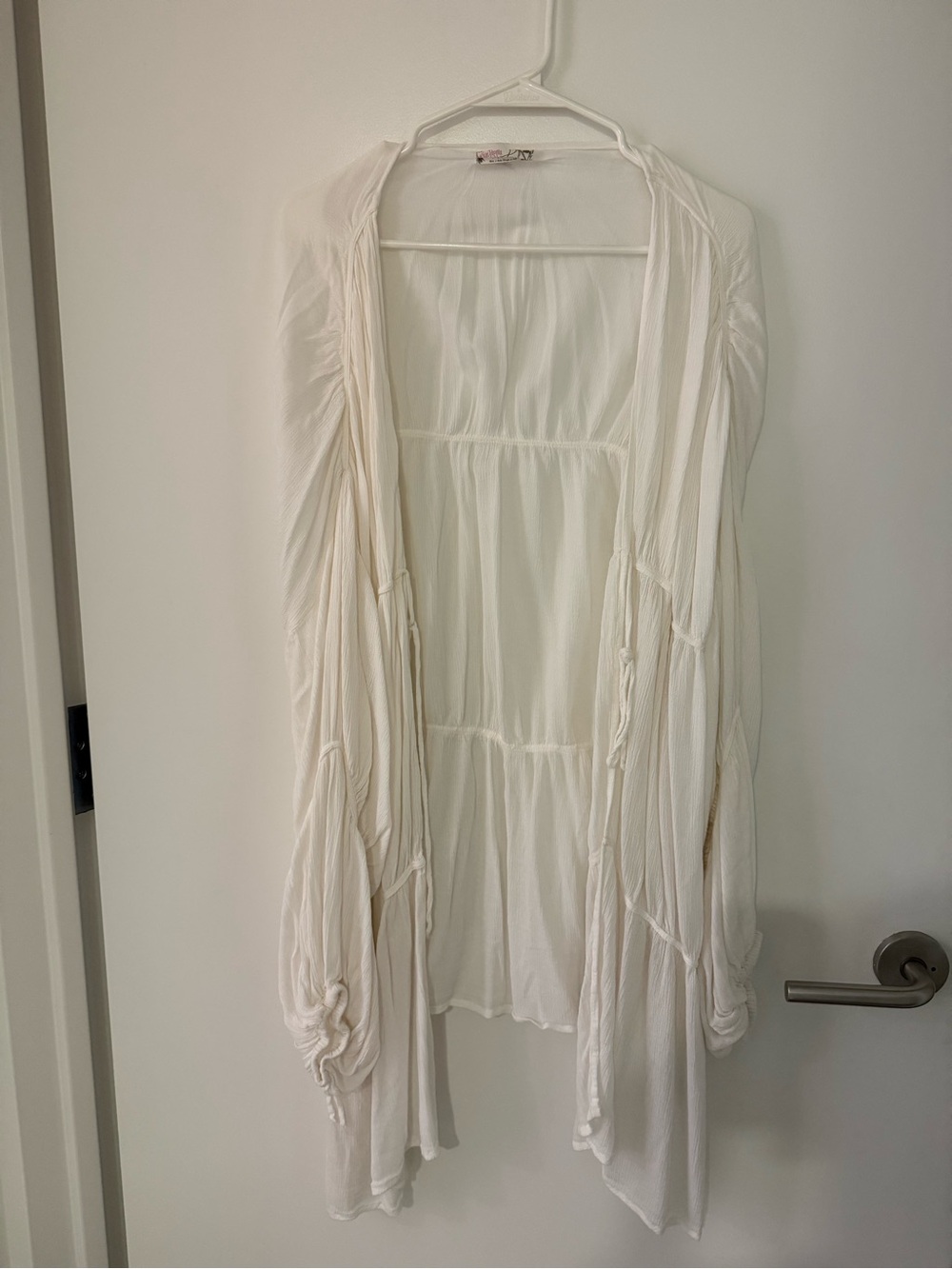 Free People Women's White Juliet Sheer Tie-Front Duster NEW! - Picture 3 of 10